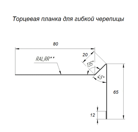 Торцевая планка для гибкой черепицы RAL 6005